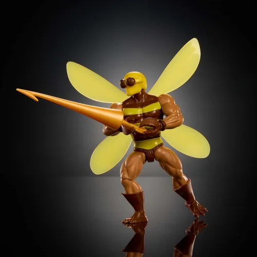 Vista 4 de Masters of The Universe Origins - Figura de acción Buzz-Off Cartoon Collection, 5.5 pulgadas, líder de abeja de TV de los años 80 alado y con gafas