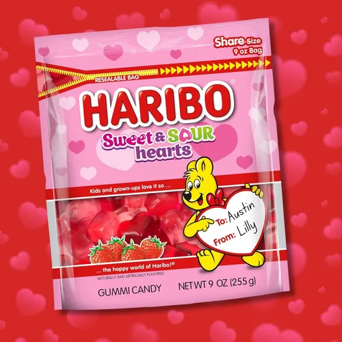 Vista 3 de Gomitas dulces y amargas en forma de corazón para el día de San Valentín