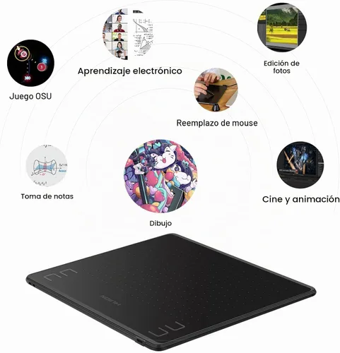 Vista 6 de HUION HS64 - Tableta de dibujo digital con lápiz capacitivo sin batería y guante HUION Artist para Linux, Windows, Mac y Android