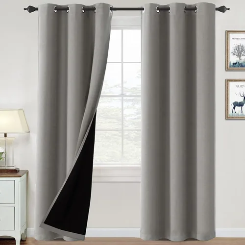 Vista 105 de H.VERSAILTEX Cortinas 100% de opacidad para dormitorio, con aislamiento térmico, cortinas opacas de 63 pulgadas de largo, cortinas de bloqueo