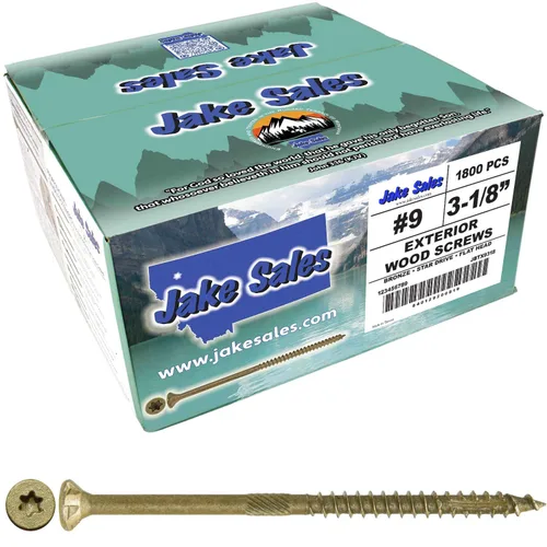 Vista 179 de 8 x 1 revestimiento exterior recubierto de bronce, tornillo de madera multiusos compatible con ACQ, cabeza plana Torx/Star Drive de 1 libra, 288
