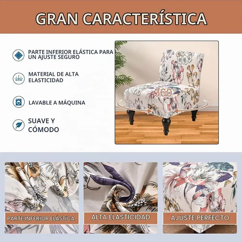 Vista 2 de Funda para Silla Sin Brazos Eco-Ancheng Desmontable Fundas para Sillas Decorativas Sin Brazos Lavables Funda para Silla Deslizante Sin Brazos Funda
