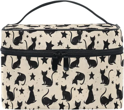 Vista 15 de Bolsa de Maquillaje, Estuche de Maquillaje Organizador de Viaje con Diseño de Calavera y Flores, Estuche de Cosméticos, Bolsas de Aseo para Niñas