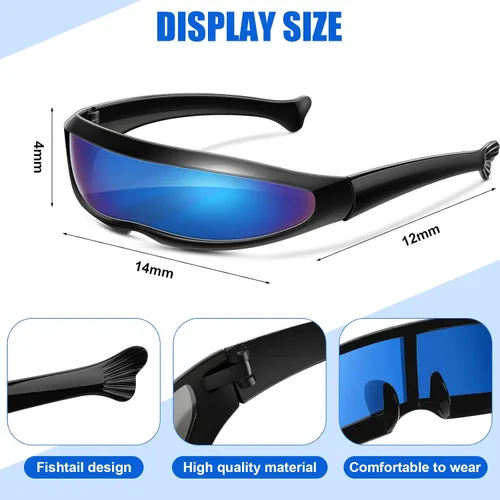 Vista 2 de Yunsailing 16 pares de lentes de sol futuristas estrechos de cíclope UV 400 gafas de sol robóticas frescas gafas futuristas con lente