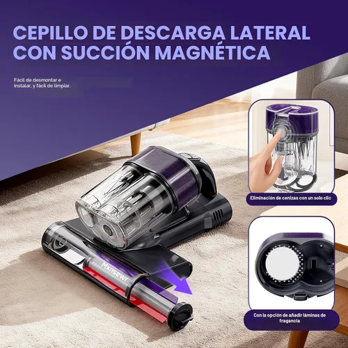 Vista 3 de Aspirador de colchón, aspiradora de cama con succión de 18 Kpa y luz UV-C Gris
