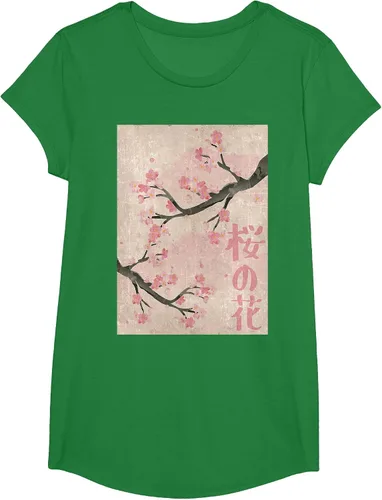 Vista 96 de Cherry Blossom Japanese Vintage Woodblock Japan Pink Sakura T-Shirt Asphalt Grey