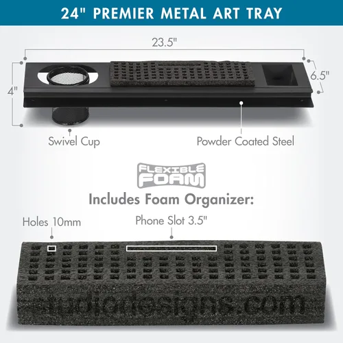 Vista 2 de SD STUDIO DESIGNS Modern Premier - Bandeja de metal para mesa de arte y manualidades, 24 pulgadas, color negro