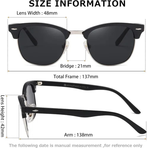 Vista 71 de AEVOGUE Gafas de sol polarizadas para mujeres y hombres semi marco retro gafas de sol AE0369