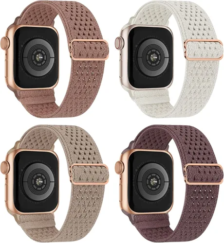 Vista 11 de 4 Pack Stretchy Solo Loop Compatible with Apple Watch Bands Women Men