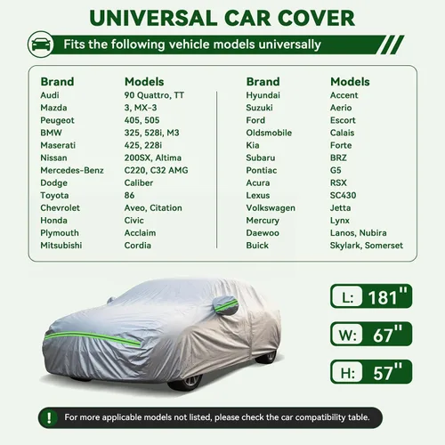 Vista 2 de AUQDD Funda de automóvil sedán de 6 capas de alta calidad, impermeable, para todo tipo de clima, resistente a la intemperie, protección solar UV