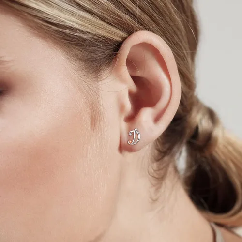 Vista 3 de CELESTIA 925 Sterling Silver Initial Earrings 26 Letter with Rose Gold Heart Earrings Studs