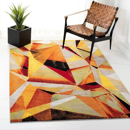 Vista 15 de SAFAVIEH Porcello Collection - Alfombra decorativa de 2 pies 3 pulgadas x 4 pies, gris claro y naranja, diseño abstracto moderno, no desprende