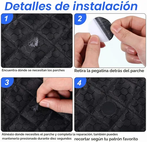 Vista 3 de Boao 80 parches de reparación para chaquetas de plumón, abrigo acolchado, cinta de reparación de tela de nylon, autoadhesiva, impermeable Negro