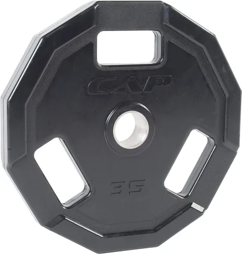 Vista 8 de CAP Barbell - Discos de agarre olímpico de goma de 12 lados, color negro Múltiples tamaños