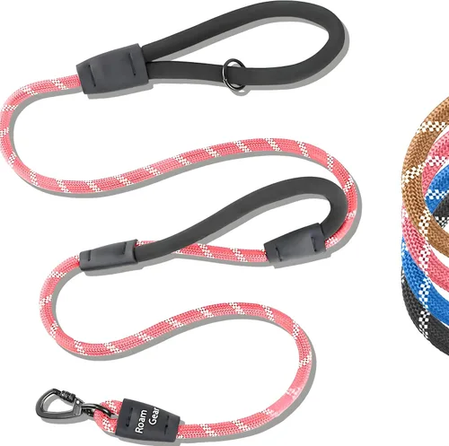 Vista 10 de Correa para perro de 6 pies, dos asas extra acolchadas, clip de mosquetón de bloqueo, reflectante para visibilidad nocturna, resistente a la Negro