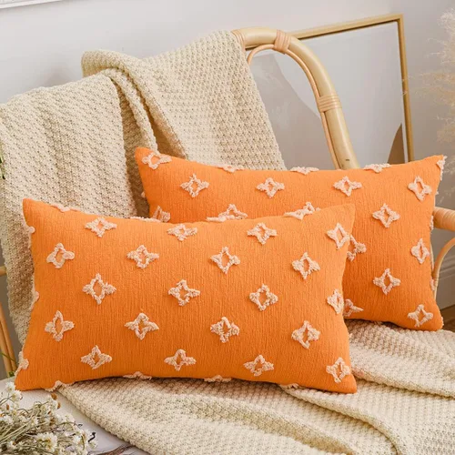 Vista 22 de vctops Juego de 2 fundas de cojín decorativas de algodón estilo bohemio copetudo, súper suaves y cómodas para sofá, cama, automóvil