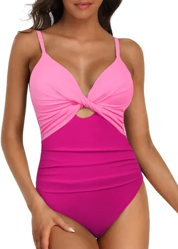 Vista 5 de Hilor Traje de baño de una pieza para mujer, con abertura frontal, sexy, monokini con control de abdomen