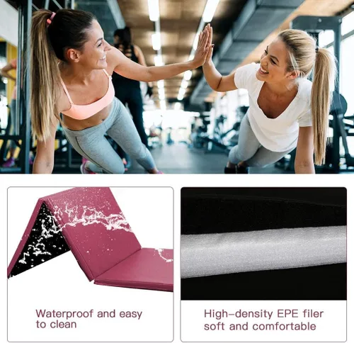Vista 3 de Gymnastics Mat for Kids Adults, Folding Extra Thick Tumbling Mats with Carrying Handle, 6’x2’ Anti-Tear Lightweight Exercise Mat, Indoor/Outdoor
