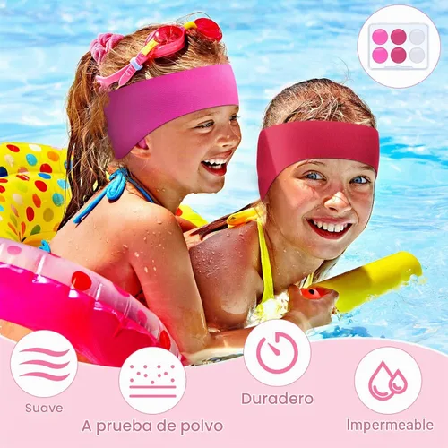 Vista 6 de Zhanmai 3 diademas de natación, 3 pares de tapones de silicona para los Bright