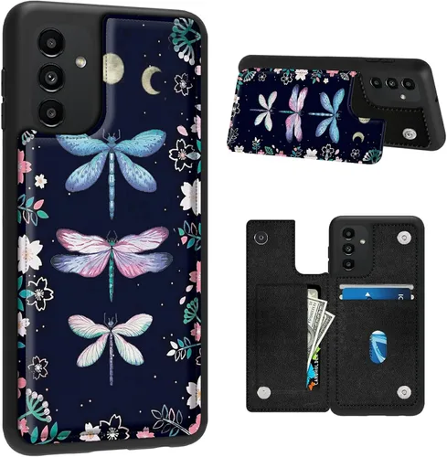 Vista 22 de BVDIKMI Funda para Samsung Galaxy A13 5G con ranura para tarjetero, funda de piel sintética, doble cierre magnético y cubierta duradera a prueba