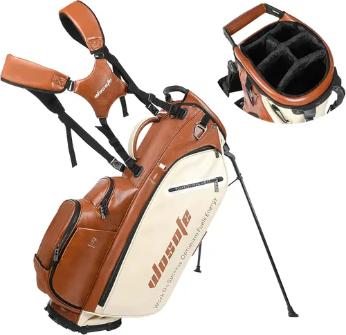 Vista 10 de WOSOFE PU Golf Bag with 6/14 Way Top Dividers Automatically Adjustable Dual Straps Elegant Design for Men Women Pu Golf Stand Bag with Multiple