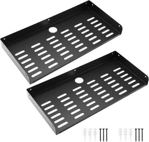 Vista 7 de Estante flotante de metal de 9 "x 6.9" moderno estante montado en la pared para componentes de TV, router, consola de juegos, reproductor de DVD