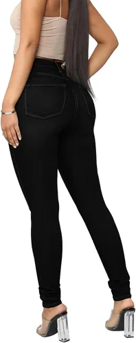 Vista 3 de KUNMI Jeans colombianos elásticos de cintura alta para mujer, ajustados, curvados, levanta glúteos