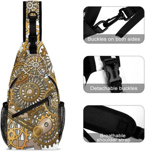 Vista 3 de Mochila bandolera unisex divertida y ajustable para senderismo, Patrón (94), Classic