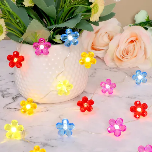Vista 3 de Tira de luces de 5 colores con diseño de flores con control