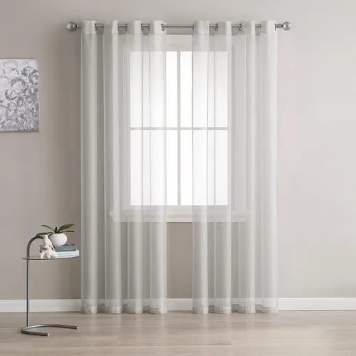 Vista 10 de Cortinas traslúcidas LinenZone. Cortinas de lino sintético traslúcidas. 2 paneles de cortina traslúcida en el paquete. Elegantes cortinas de 84 Beige