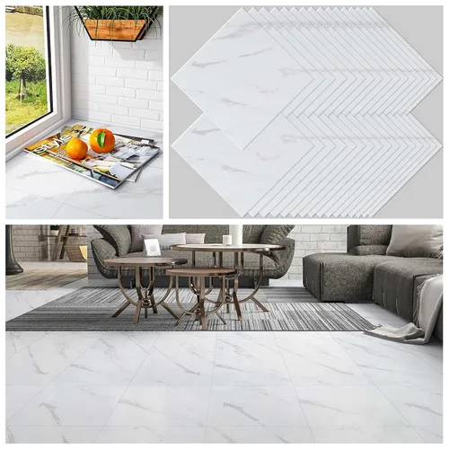 Vista 16 de CHICHOME Paquete de 6 azulejos de suelo impermeables de 12 x 12 pulgadas para despegar y pegar, azulejos de vinilo autoadhesivos extraíbles