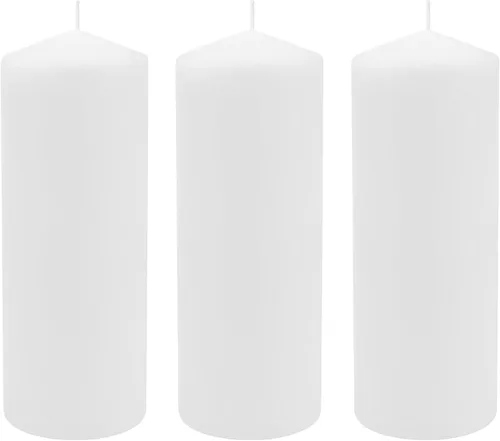 Vista 12 de Stonebriar Paquete de 3 velas altas de 3 x 3 pulgadas, 18 horas de larga duración, sin perfume, de cera blanca