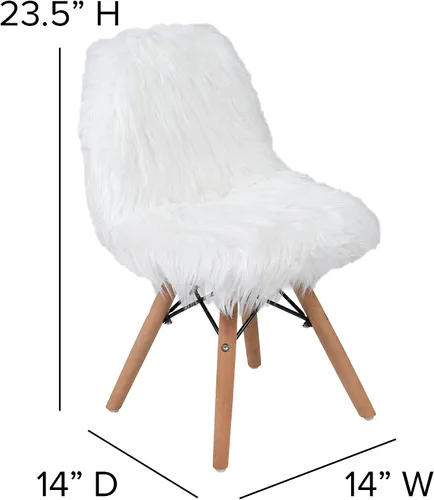Vista 3 de Flash Furniture Silla de acento blanca para niños Shaggy Dog