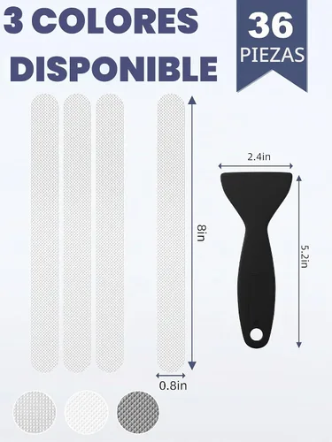 Vista 2 de Secopad Tiras adhesivas antideslizantes para bañera con raspador, 36 unidades, transparente Original Safety Anti-Slip Treads, Comfortable PEVA
