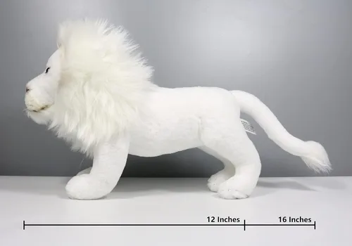 Vista 4 de Ice King Bear Peluche de león blanco, juguete de peluche realista, 12 pulgadas de longitud