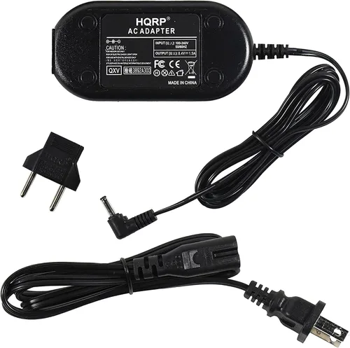 Vista 2 de HQRP Adaptador de CA de repuesto compatible con Canon VIXIA HF M30, HF M300, HF M31, HF21 videocámara con cable de EE. UU. y adaptador de enchufe