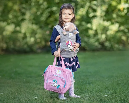 Vista 7 de HappyVk - Bolsa de pañales rosa para muñecas con cambiador de muñecas- Bolso para niñas - Unicornio Realistic, Spacious & Comfortably Designed for