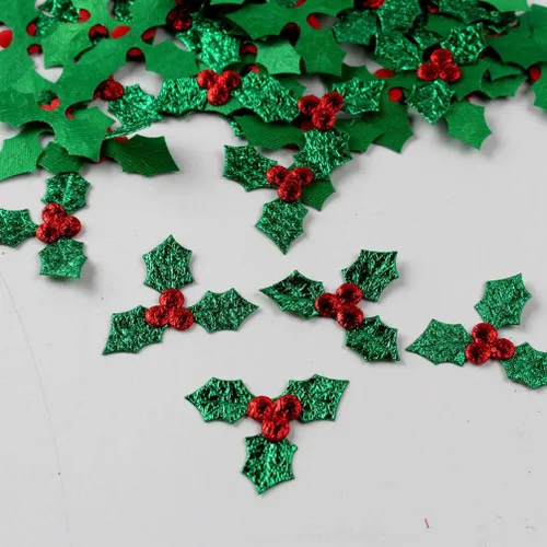 Vista 4 de EXCEART 100 piezas de bayas de acebo artificiales con hojas verdes de Navidad, ramas de baya de acebo, accesorios de decoración para bricolaje