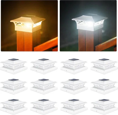 Vista 11 de VOLISUN - Faroles solares para poste: paquete de 2 luces para exteriores, para cubierta, con casquillo blanco, resistente al agua, 2 modos