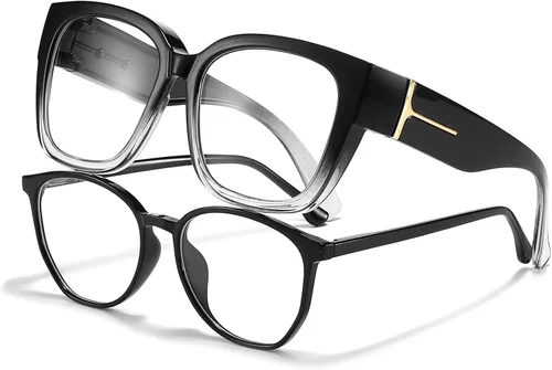 Vista 15 de LVIOE Lentes con filtro de luz azul para mujeres y hombres, anteojos de bloqueo de luz azul de gran tamaño para llevar sobre anteojos LB7511