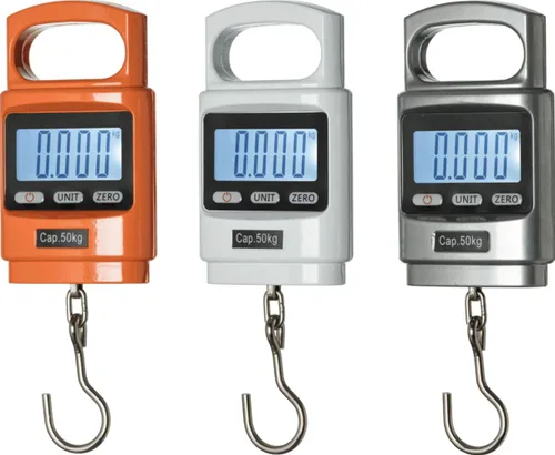 Vista 5 de Klau - Báscula portátil de pesaje para peces, naranja, 100 libras / 1600 onzas Escala colgante digital resistente, pantalla LCD con luz de fondo