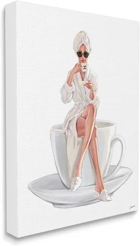 Vista 2 de Stupell Industries Elegante bata de mujer taza de café gafas de sol con logotipo, diseño de Ziwei Li
