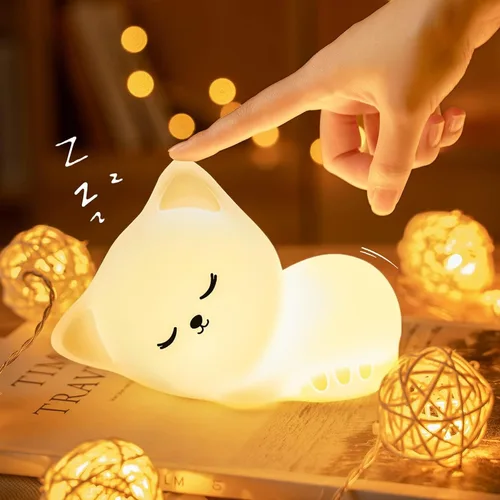 Vista 8 de Mubarek - Luz Nocturna para Niños, lámpara de luz nocturna atenuable de 16 colores, luz nocturna de silicona con control remoto para guardería