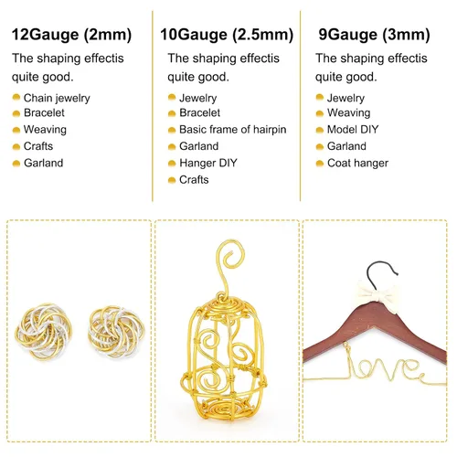 Vista 3 de BENECREAT -Alambre de aluminio para joyería de calibre 9, 55 pies, alambre metálico flexible para esculpir, ideal para manualidades de Halloween