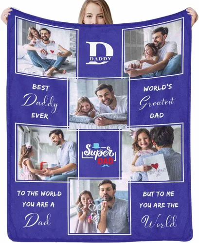 Vista 23 de Artsadd Manta personalizada con foto, mantas personalizadas para papá y abuelo, regalos del Día del Padre, manta conmemorativa para la familia