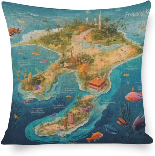 Vista 14 de Fundas de almohada Florida Keys - Funda de almohada con mapa colorido de isla de viajes y atracciones, mapa del estado de EE. UU., Fundas