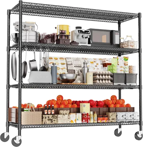 Vista 15 de GIOTORENT Unidades de Estantería Metálica de Pie de 5 Niveles, Estante de Alambre de Altura Ajustable Rack de Exhibición para Lavandería Baño Cocina