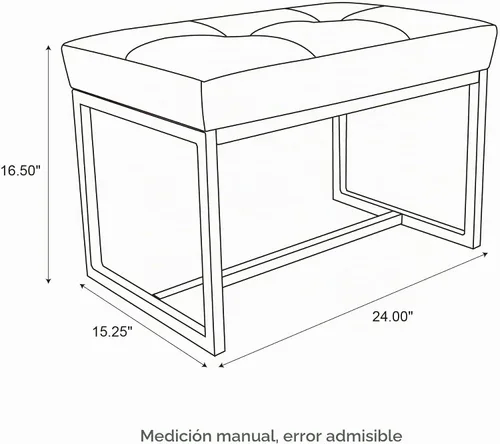 Vista 2 de Glitzhome Banco otomano, sillas modernas de piel sintética con marco de metal, taburete de maquillaje, taburete acolchado para sala de estar Negro