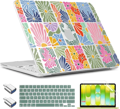 Vista 27 de TWOLSKOO Funda para MacBook Neo de 13 pulgadas 2026 A3404 A18 Pro Chip, funda rígida de plástico con adaptador tipo C, 2 fundas para cámara web