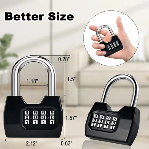 Vista 2 de Cerradura de combinación, cerradura combinada de moda de 4 dígitos, candado de combinación Waterproof Outdoor Gate Locks for Fence, Locker, Sheds